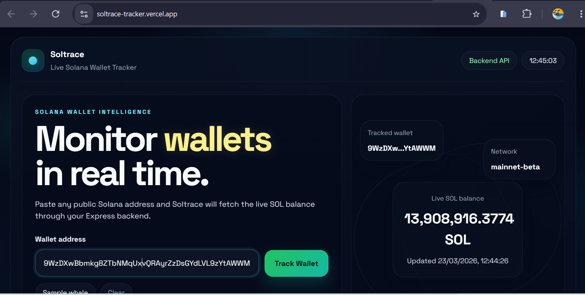 Soltrace Wallet Tracker